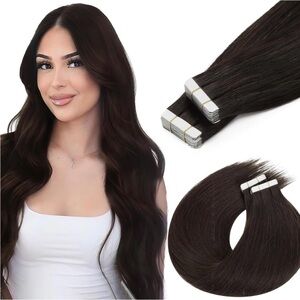 Dark Brown Remy Human Hair 20 Inch Tape In Hair Extensions